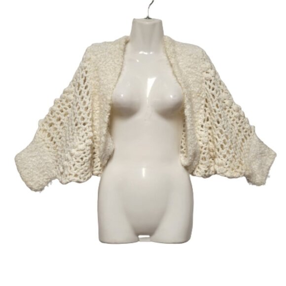 Chunky Crochet Crop Cardigan Top Shrug XS/S - Picture 1 of 14